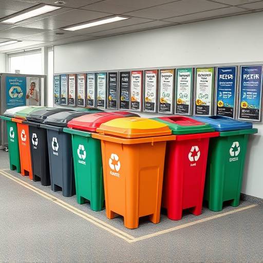 Imagen de un centro de reciclaje con diferentes contenedores